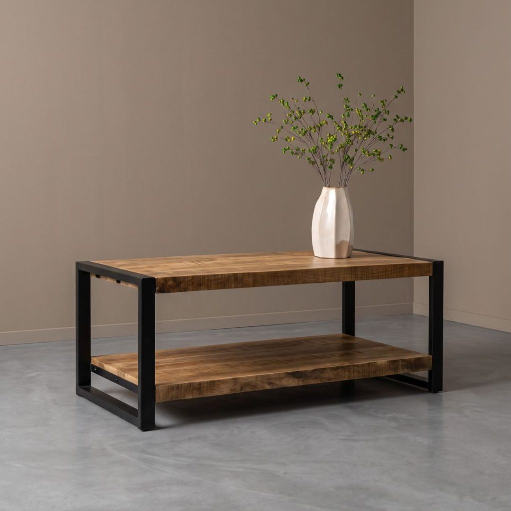 Salontafel Britt met 2 planken gemaakt van massief mangohout en voor de beste prijs op HUUS.nl