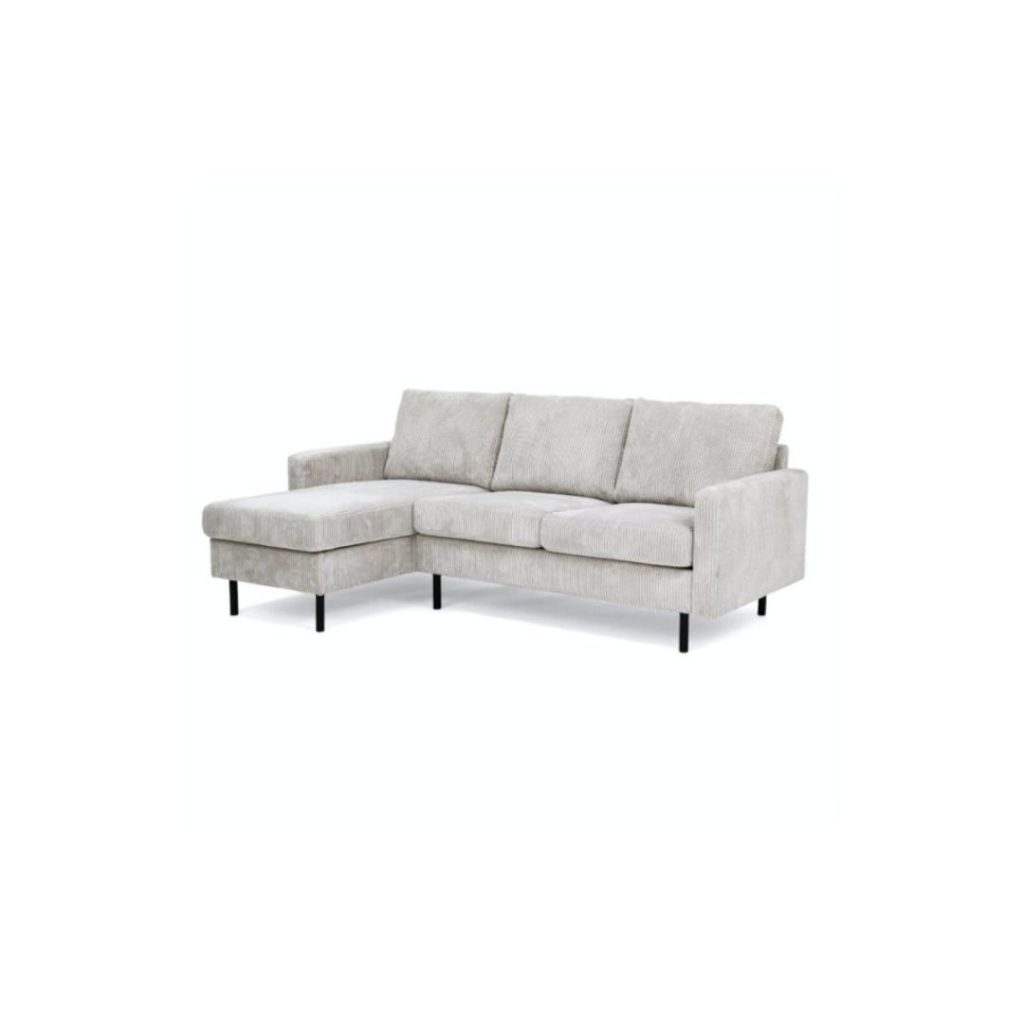 Compacte Hoekbank Steije beige ribstof met linkerhoek