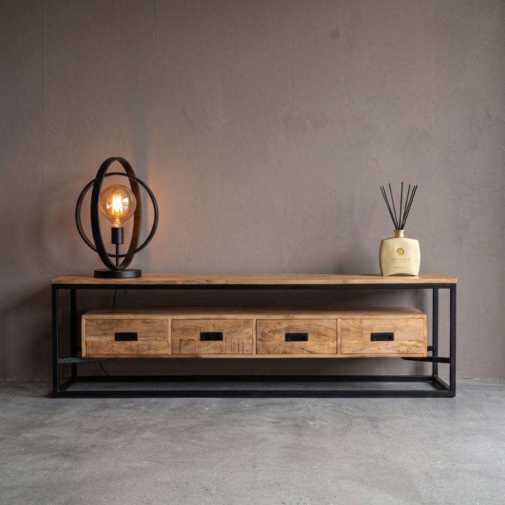 TV-meubel Sem van 200cm perfect voor in een robuust industrieel interieur.