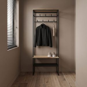 Garderoberek Romy in een modern interieur met natuurlijke materialen en opgeruimde uitstraling