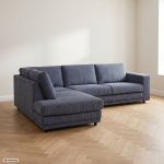 Grijze hoekbank Girona met linkeropstelling en zachte ribstof bekleding