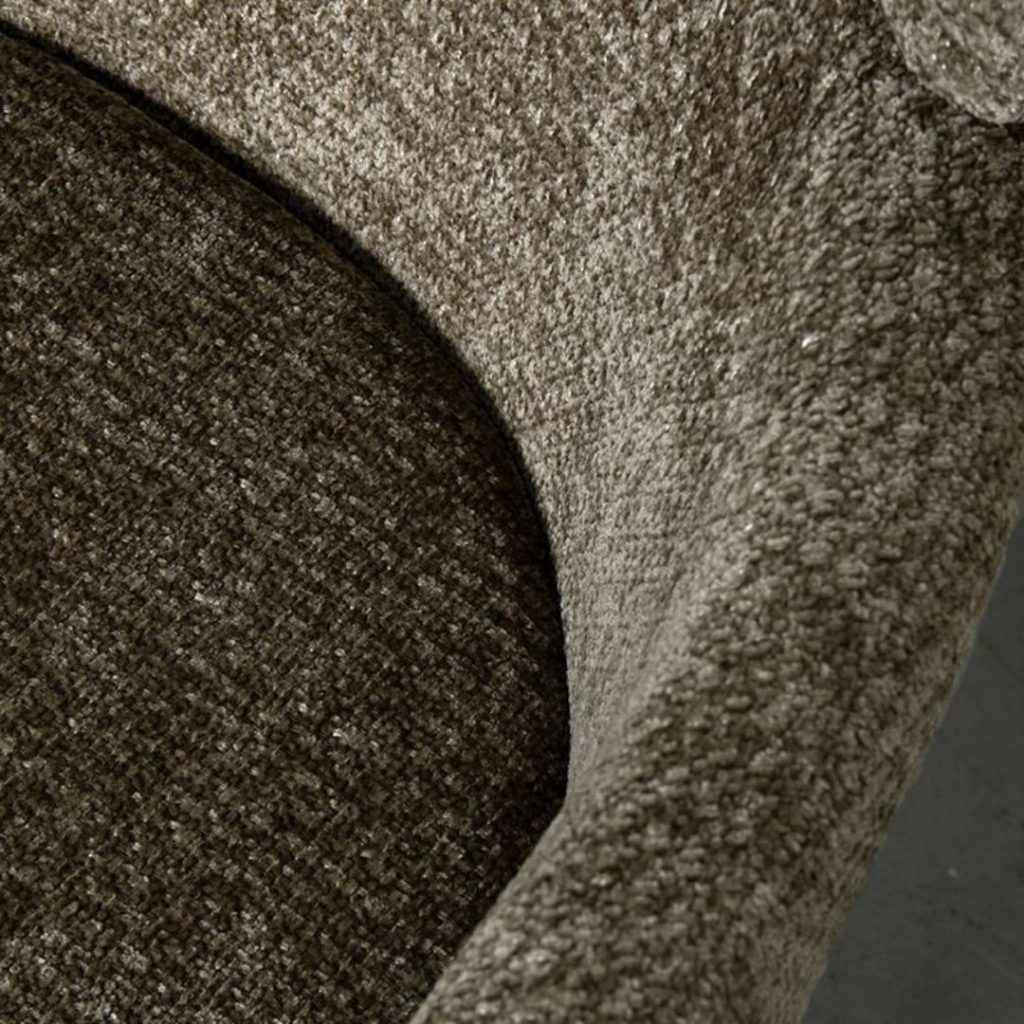 Detail van de zachte Elite stof in hunterkleur