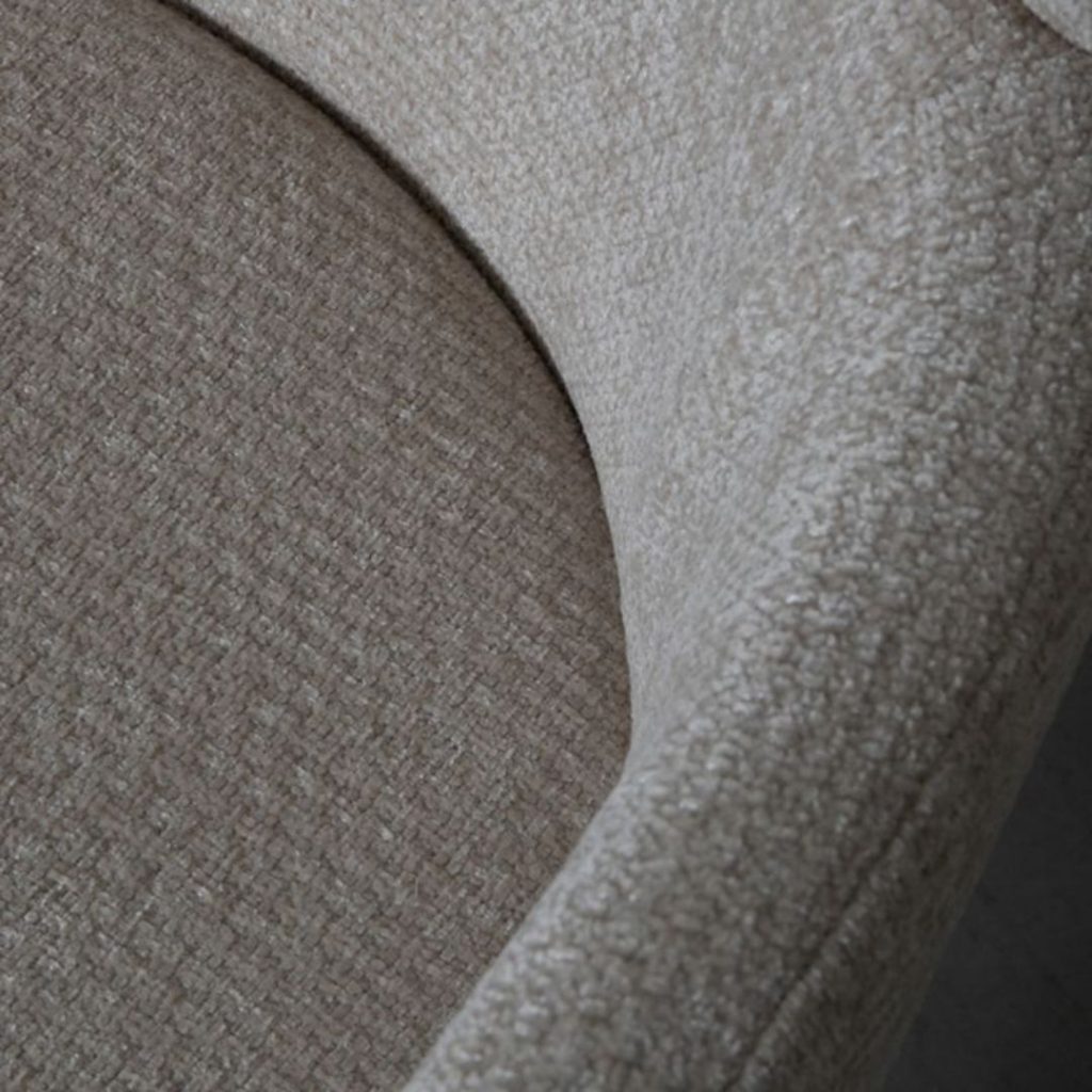 Detail van de zachte Elite stof in naturel