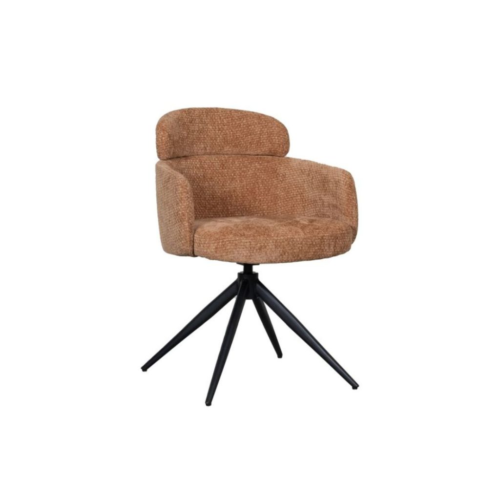 Draaibare eetkamerstoel Levi in cognac met modern design