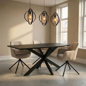 Eettafel Madrid recht zwart van HUUS