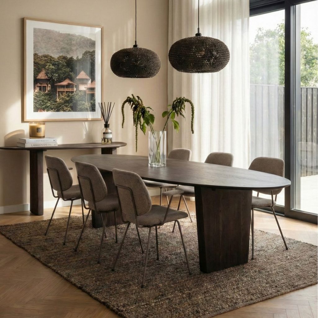 Eettafel WOW van LABEL51 van mangohout met gezandstraalde afwerking