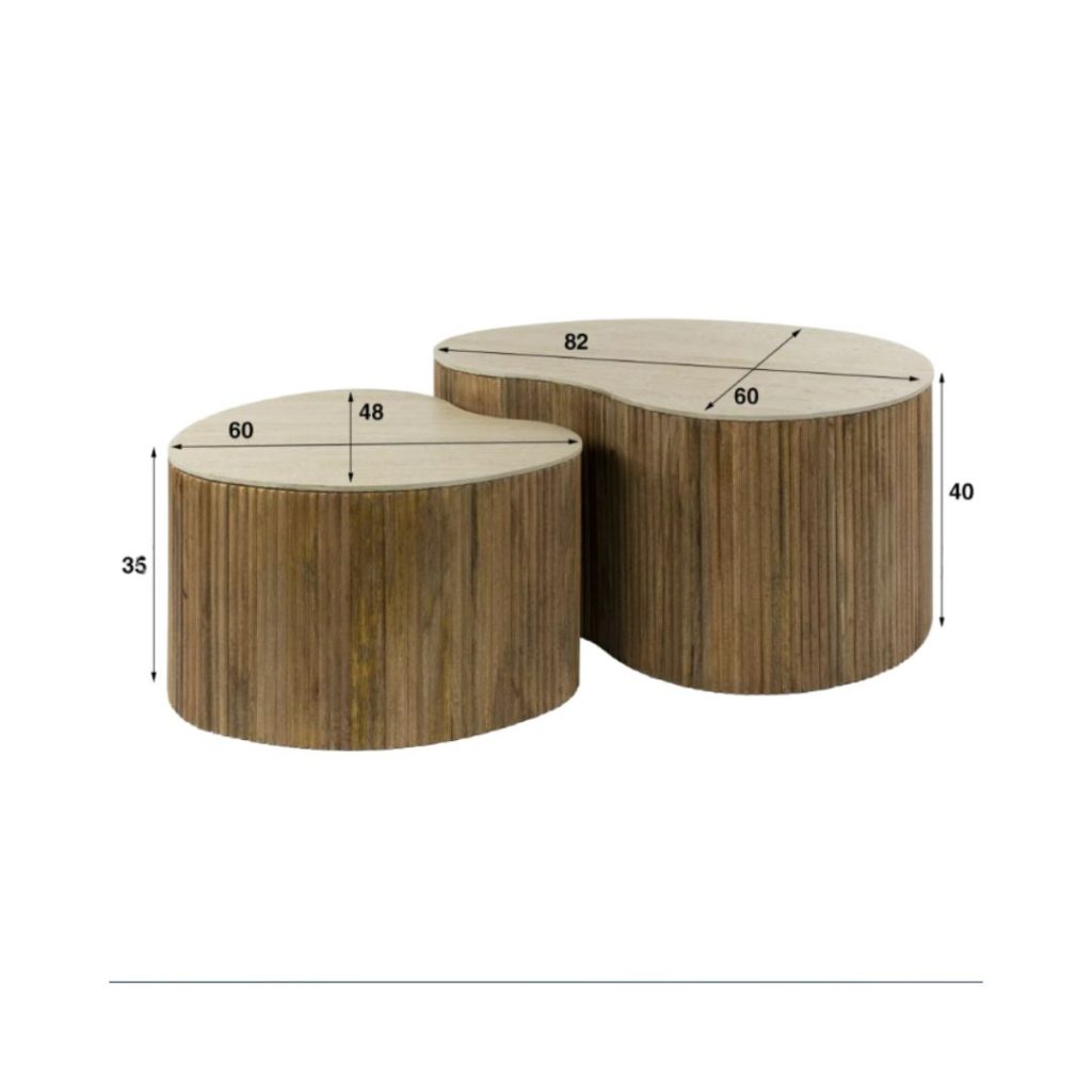 Afmeting van salontafelset Mara 2 uit de HUUS Premium Collectie
