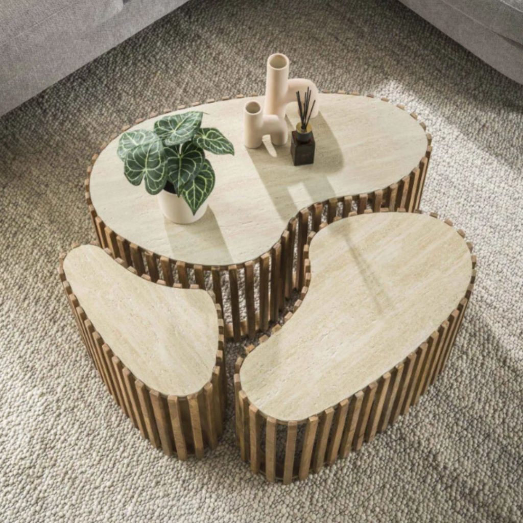 Salontafelset Nora uit de HUUS Premium Collectie is een stijlvolle en eigentijdse toevoeging aan je woonkamer