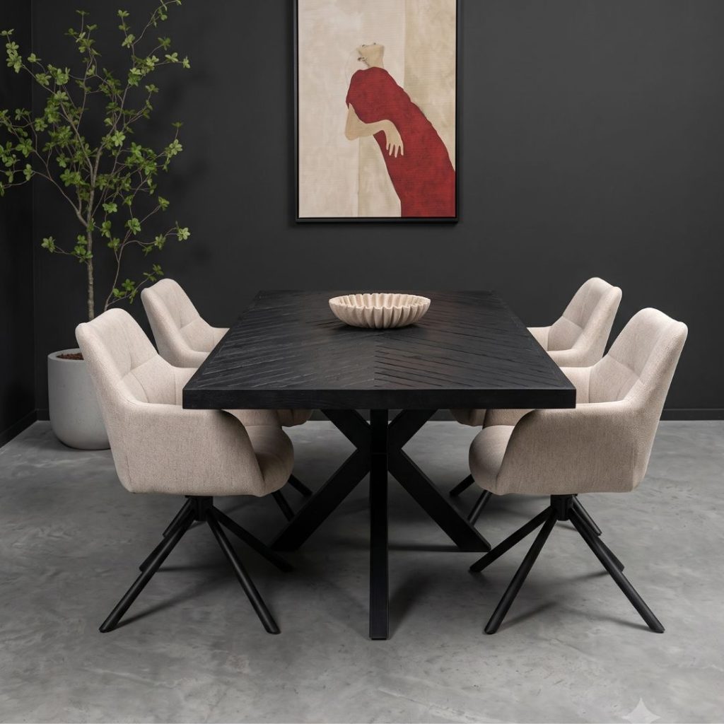 Eettafel floor van mangohout voor een warme eetkamer 