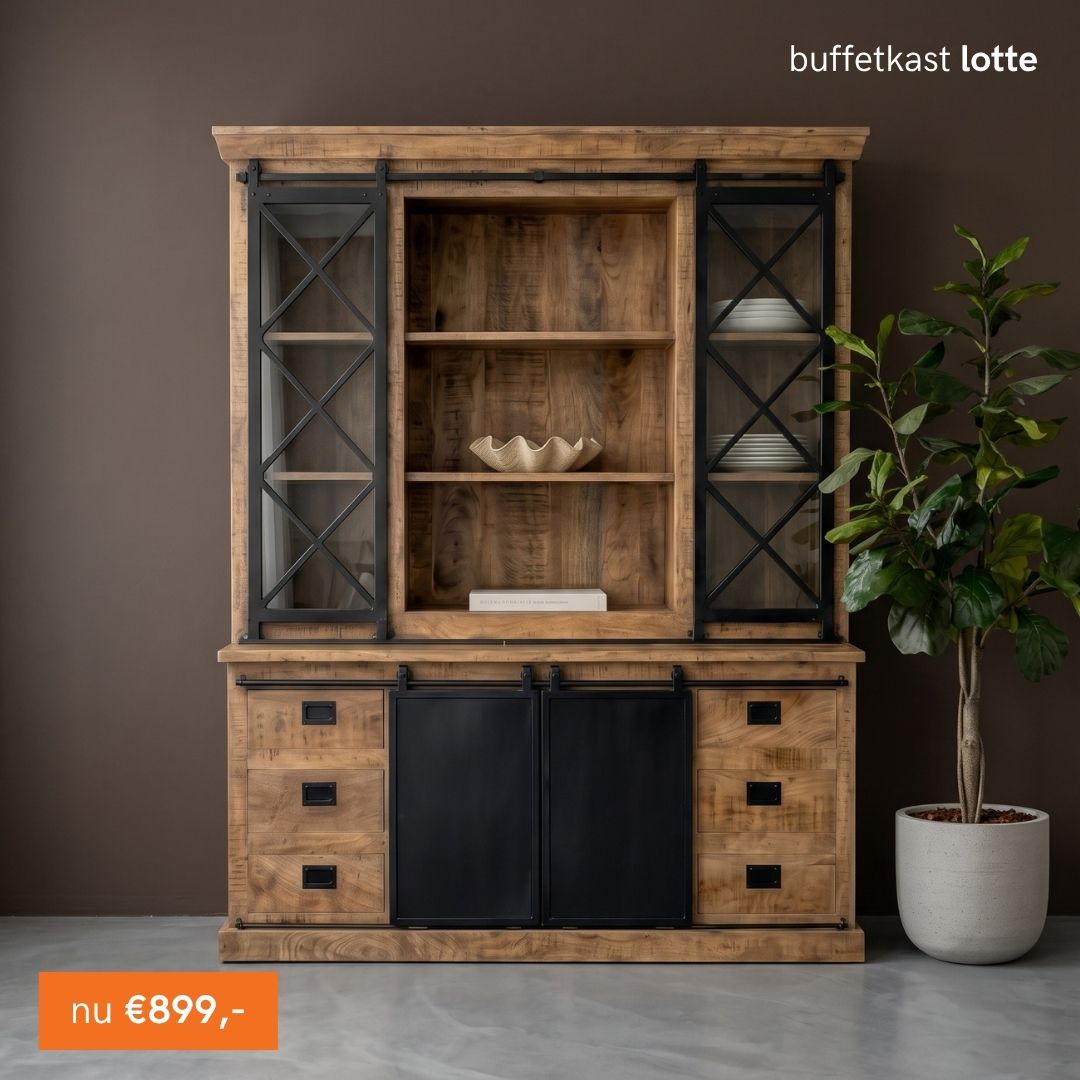 Een mangohouten buffetkast voor de laagste prijs en perfect voor in ieder industrieel interieur