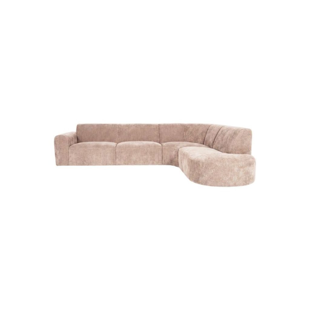 Hoekbank Evito Clay Elite hoek rechts – Organische hoekbank Evito in Clay Elite stof met de hoek rechts en een elegant design.