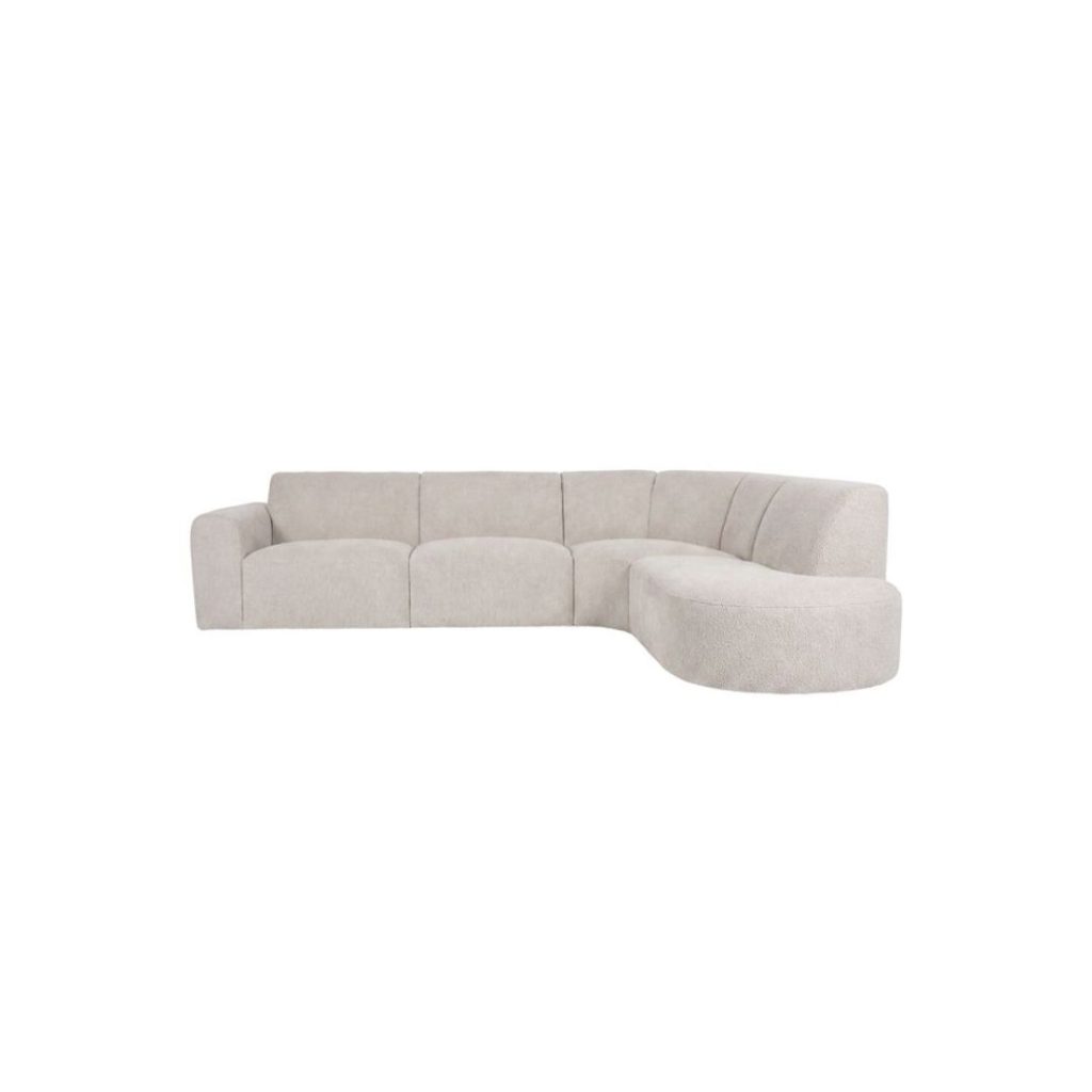 Hoekbank Evito Naturel Elite hoek rechts – Beige naturel hoekbank Evito in Elite stof met zachte rondingen en de hoek rechts.