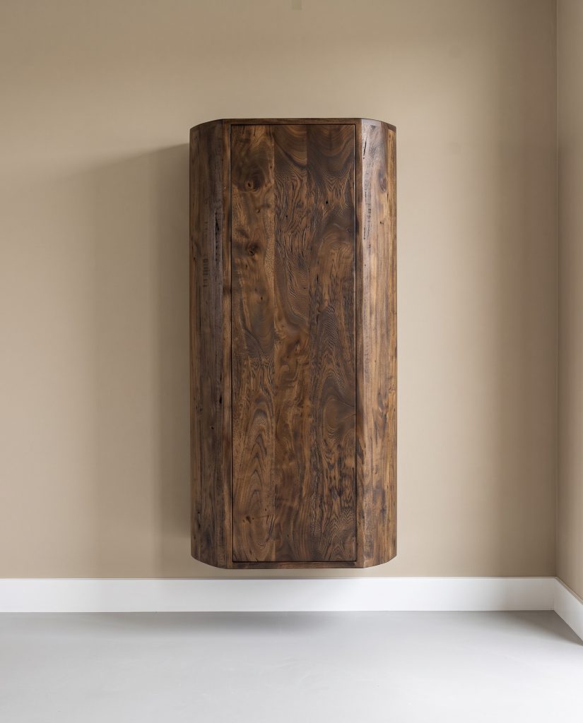 Hoge Kast Saya in espresso mangohout 140cm hoog hangend