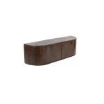 TV-meubel Saya gemaakt van mangohout met afgeronde hoeken in een espresso uitvoering en 140cm breed.