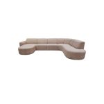 U-bank Evito Clay Elite hoek rechts – Organische hoekbank Evito in clay Elite stof met een luxe uitstraling en de hoek rechts.