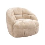 Draaifauteuil Bubble van LABEL51 in beige Cremona stof, met organische vormen en een comfortabele, ronde zitting