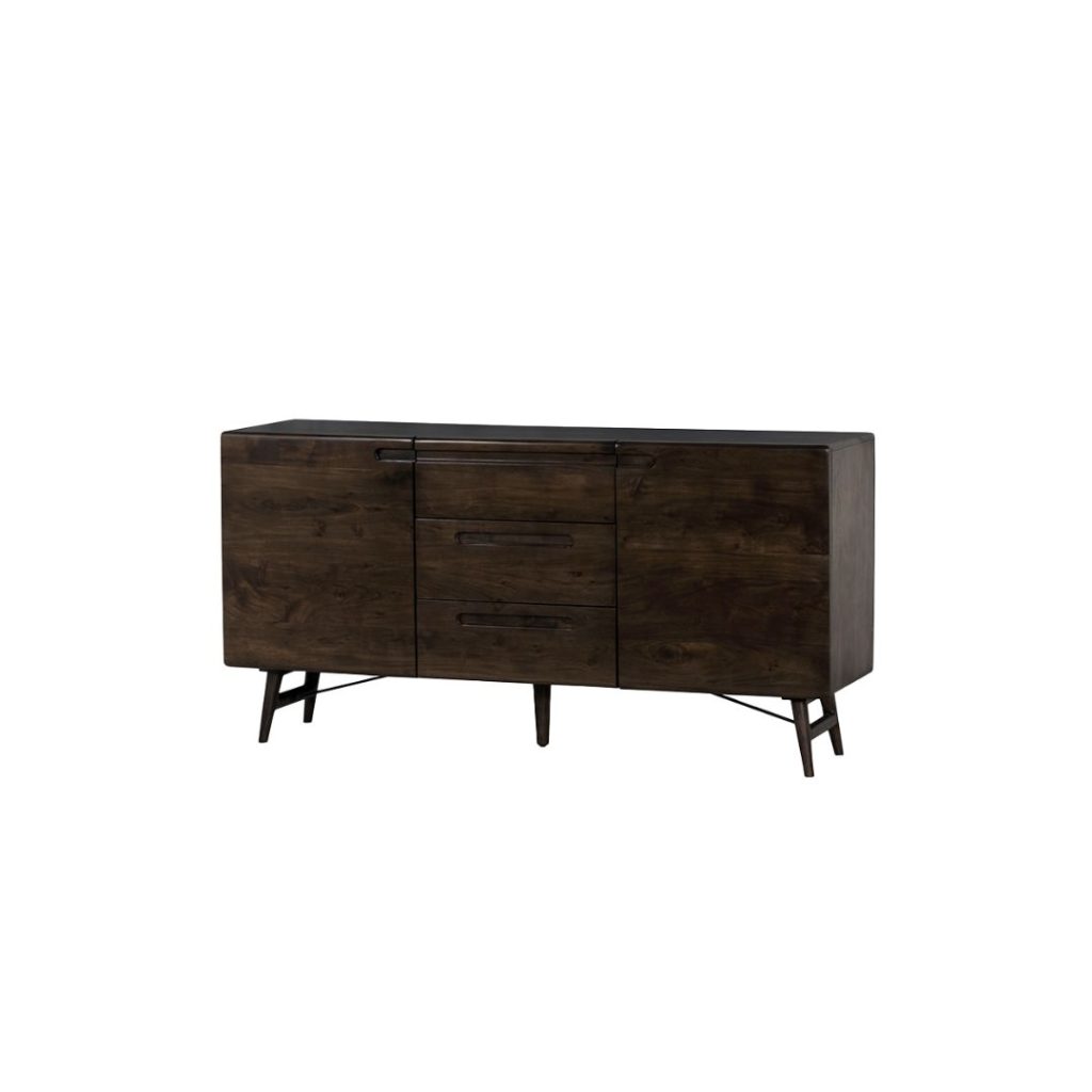 Dressoir Aura Tower Living in espresso, 160 cm breed, schuin aanzicht.