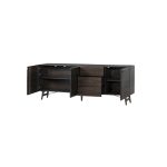Dressoir Aura Tower Living in espresso, 210 cm breed, met geopende deurtjes.