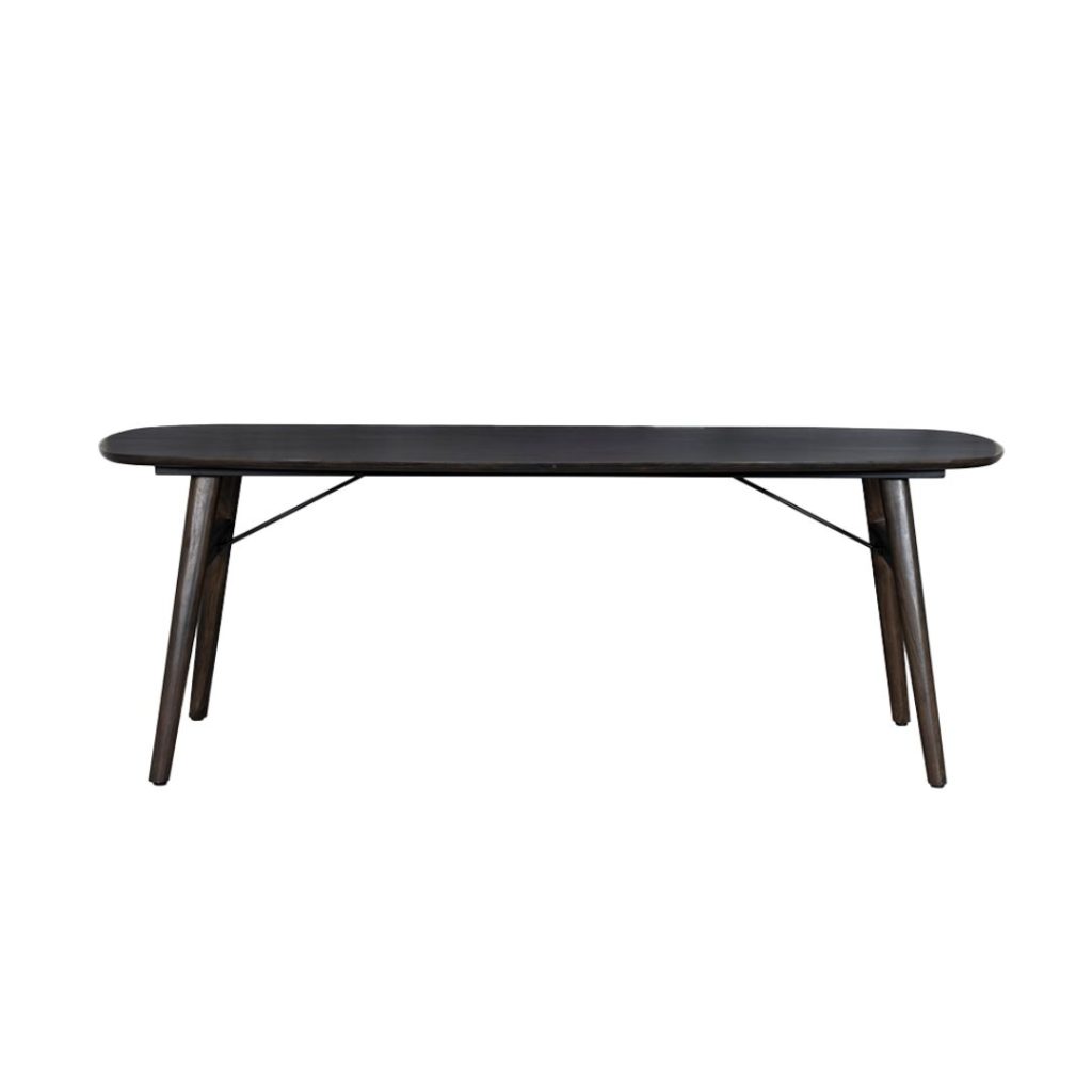 Eetkamertafel Aura Deens Ovaal van massief acaciahout in de kleur espresso.