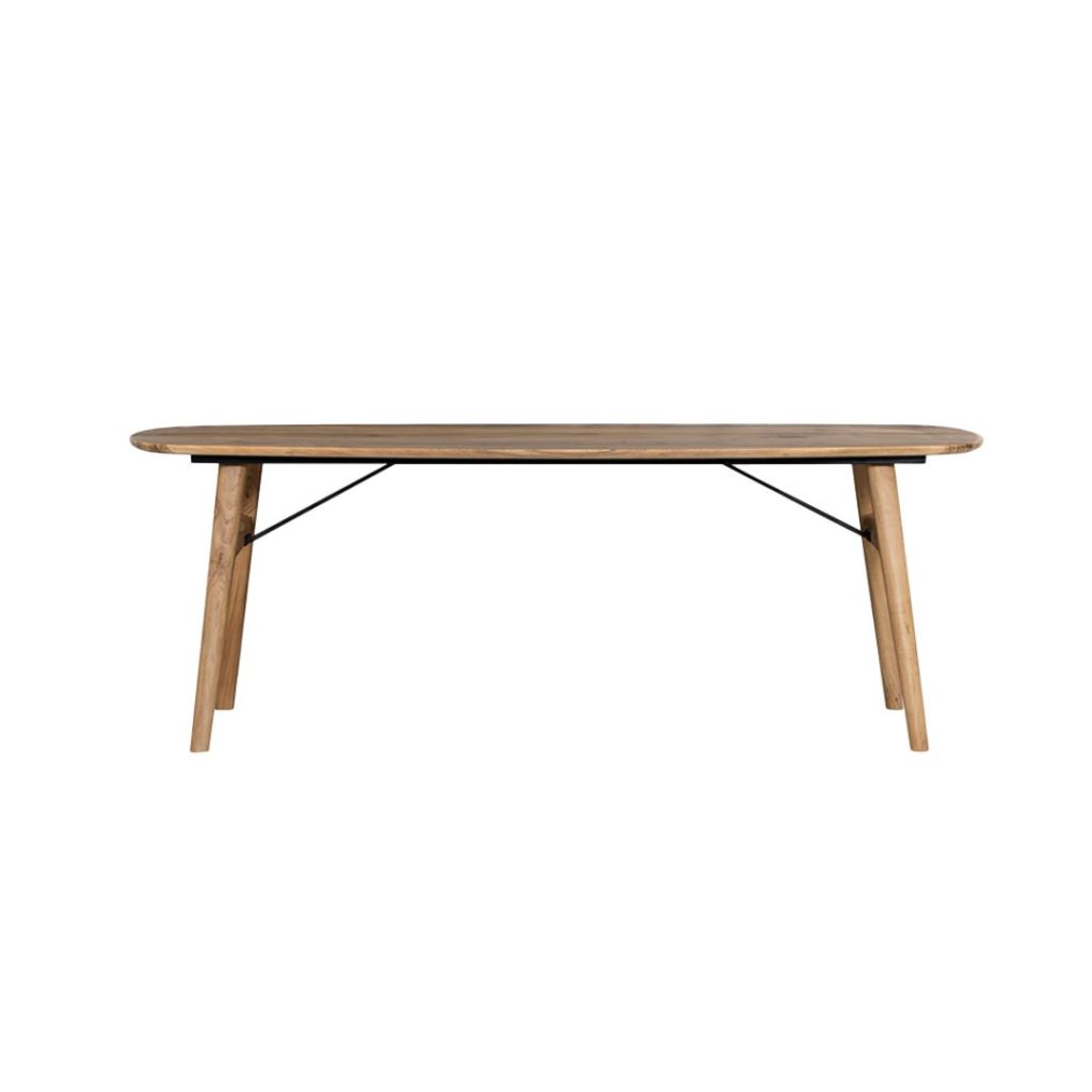 Eetkamertafel Aura Deens Ovaal van massief acaciahout in de kleur naturel.
