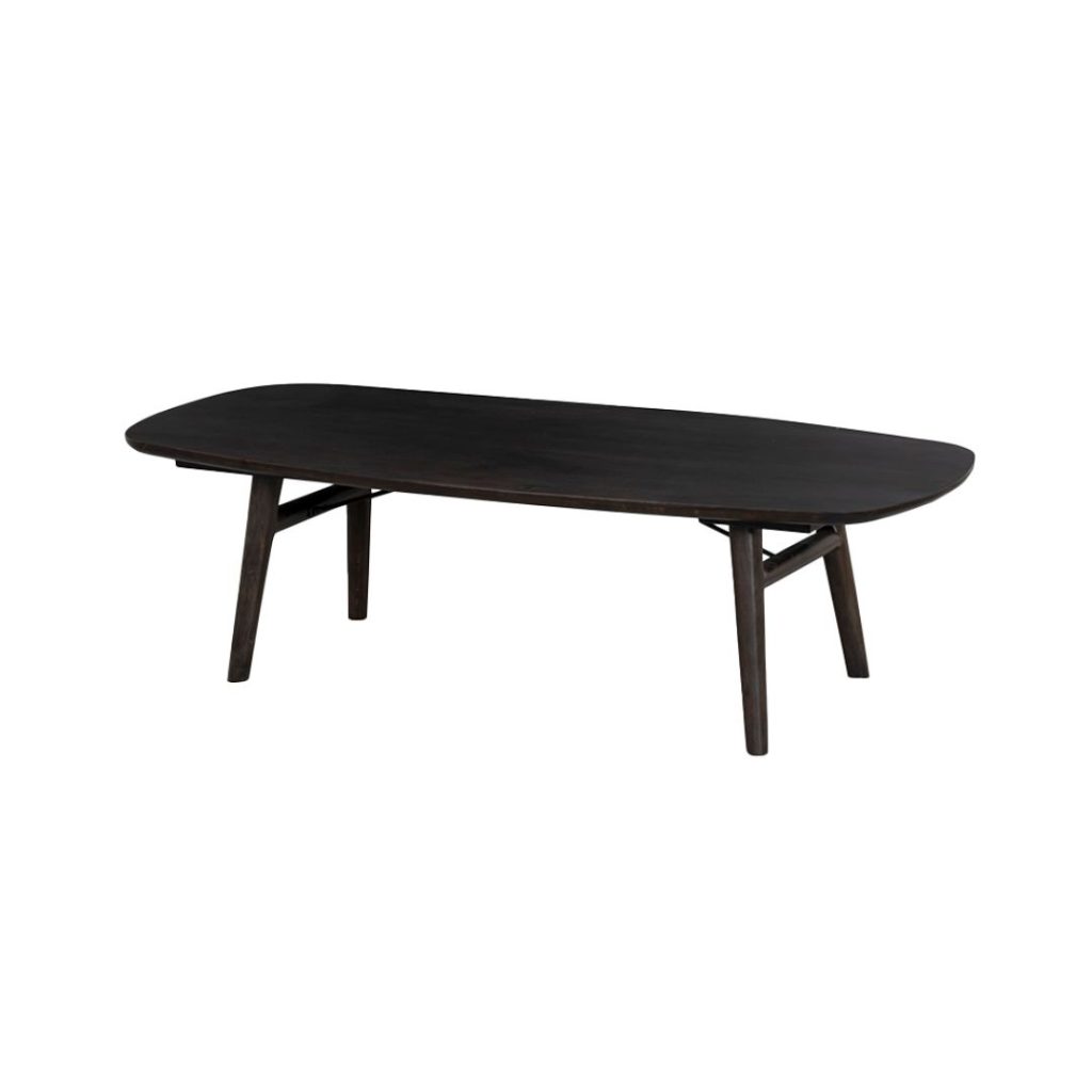 Salontafel Aura van acaciahout in espresso met een elegant Deens ovaal tafelblad.