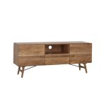 TV-meubel Aura van acaciahout in naturel, 150 cm breed, met een trendy hotel chique uitstraling.